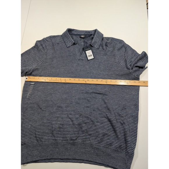 Faherty Reserve SS Linen Sweater Polo Cayman Navy Feeder Stripe MYS2513 Mens XXL - Picture 7 of 8